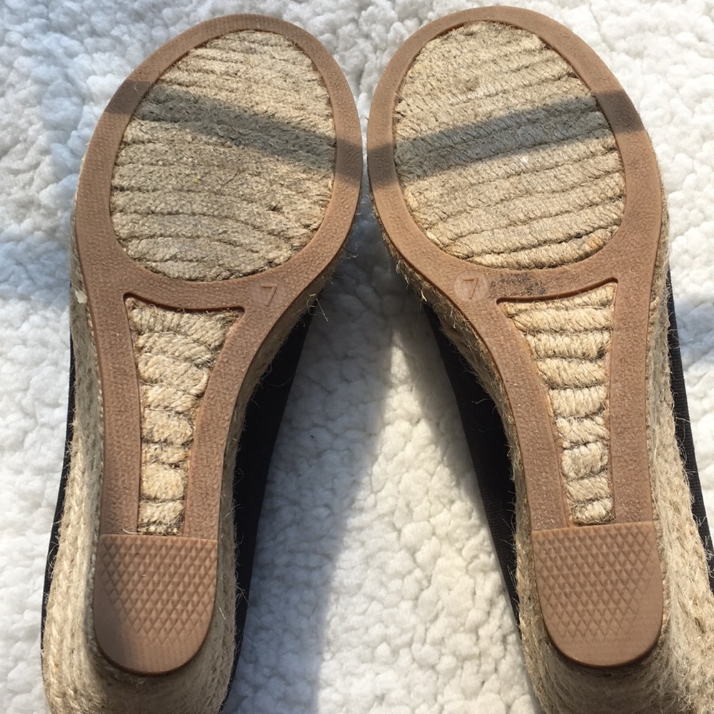 J. Crew Black Canvas Espadrille Wedges with Natural Jute Heel - Picture 6 of 8